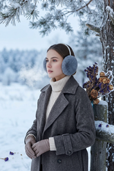 Luxurious Pearl Accented Faux Fur Earmuffs in Baby Pi