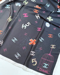 Midnight Bloom Silk Scarf