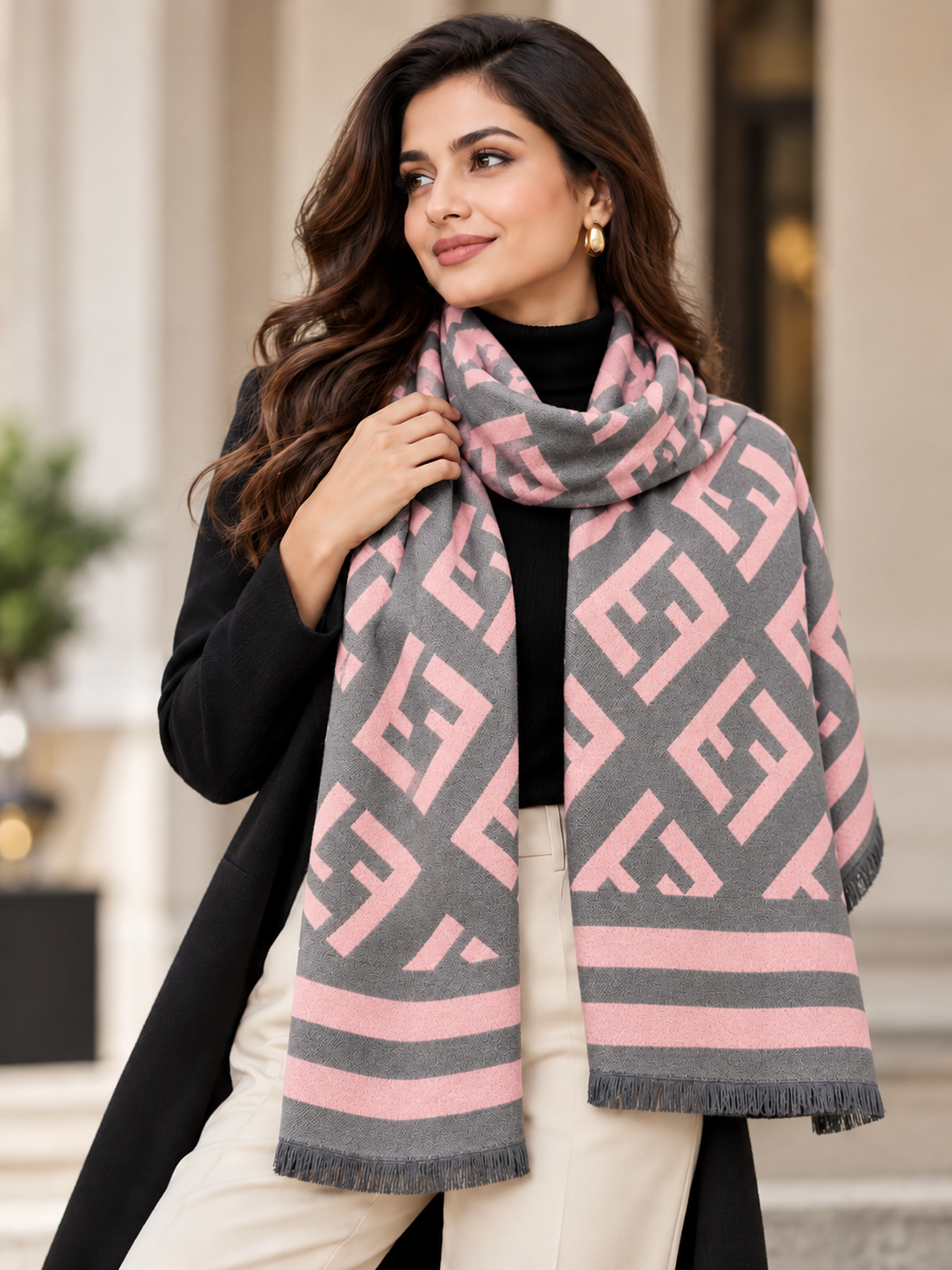 Pink Whisper F Scarf