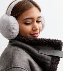 Grey Faux Fur Adjustable Headband