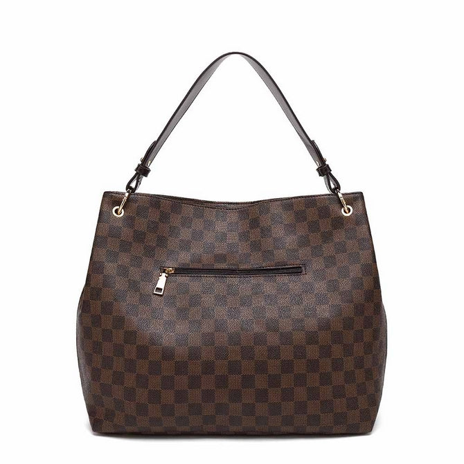 Brown check slouch bag with long strap - 5328 ( Back in store )  new!