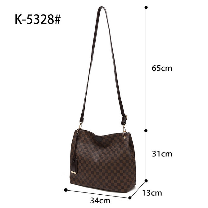 Brown check slouch bag with long strap - 5328 ( Back in store )  new!