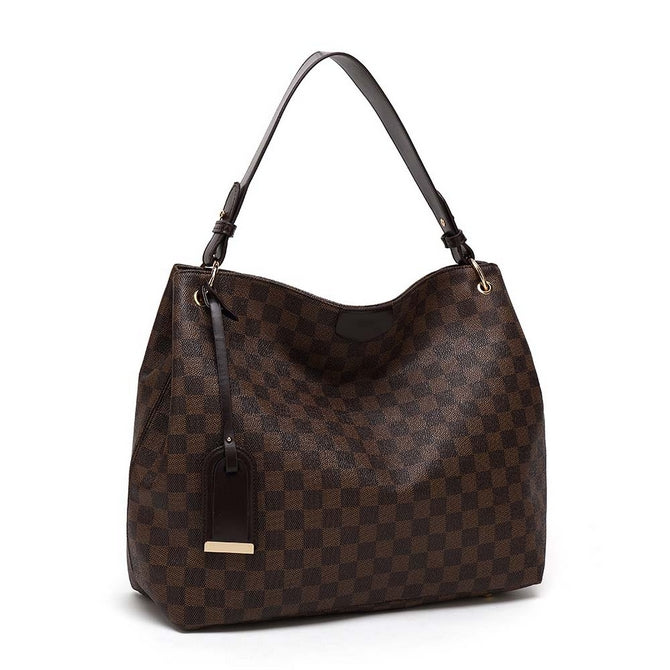 Brown check slouch bag with long strap - 5328 ( Back in store )  new!