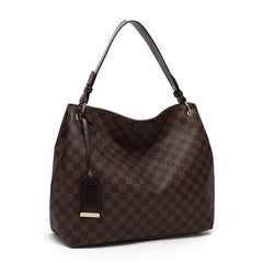 Brown check slouch bag with long strap - 5328 ( Back in store )  new!