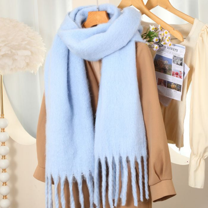 Soft Tassels Winter Blanket Scarf in Baby Pink WS044