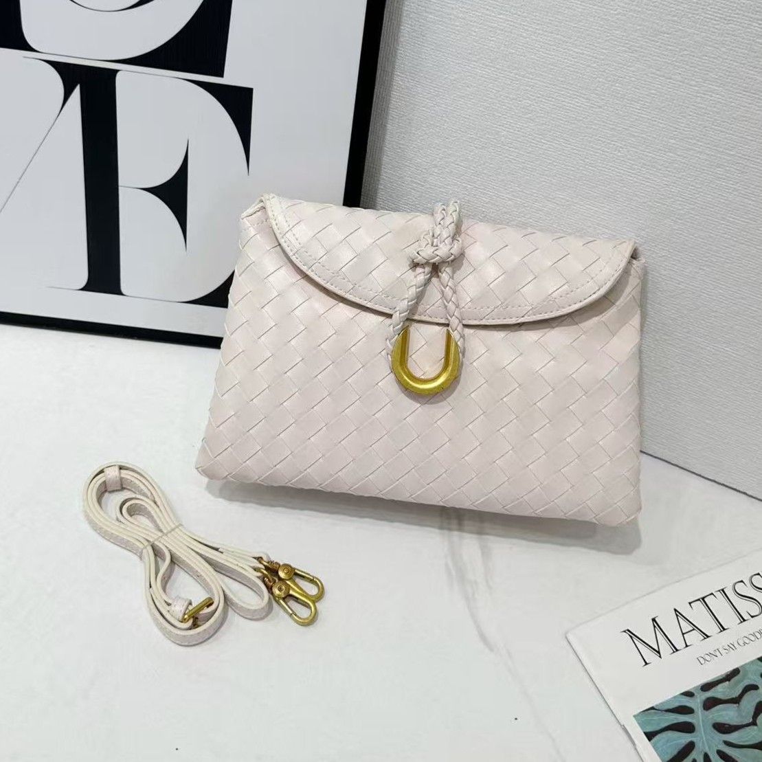 Woven Crossbody Bag with Gold Accent