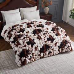 Faux Animal Print Throw in Brown/White (130cm*160cm) BLK018