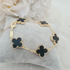 Stainless steel gold and black clover necklace set ￼