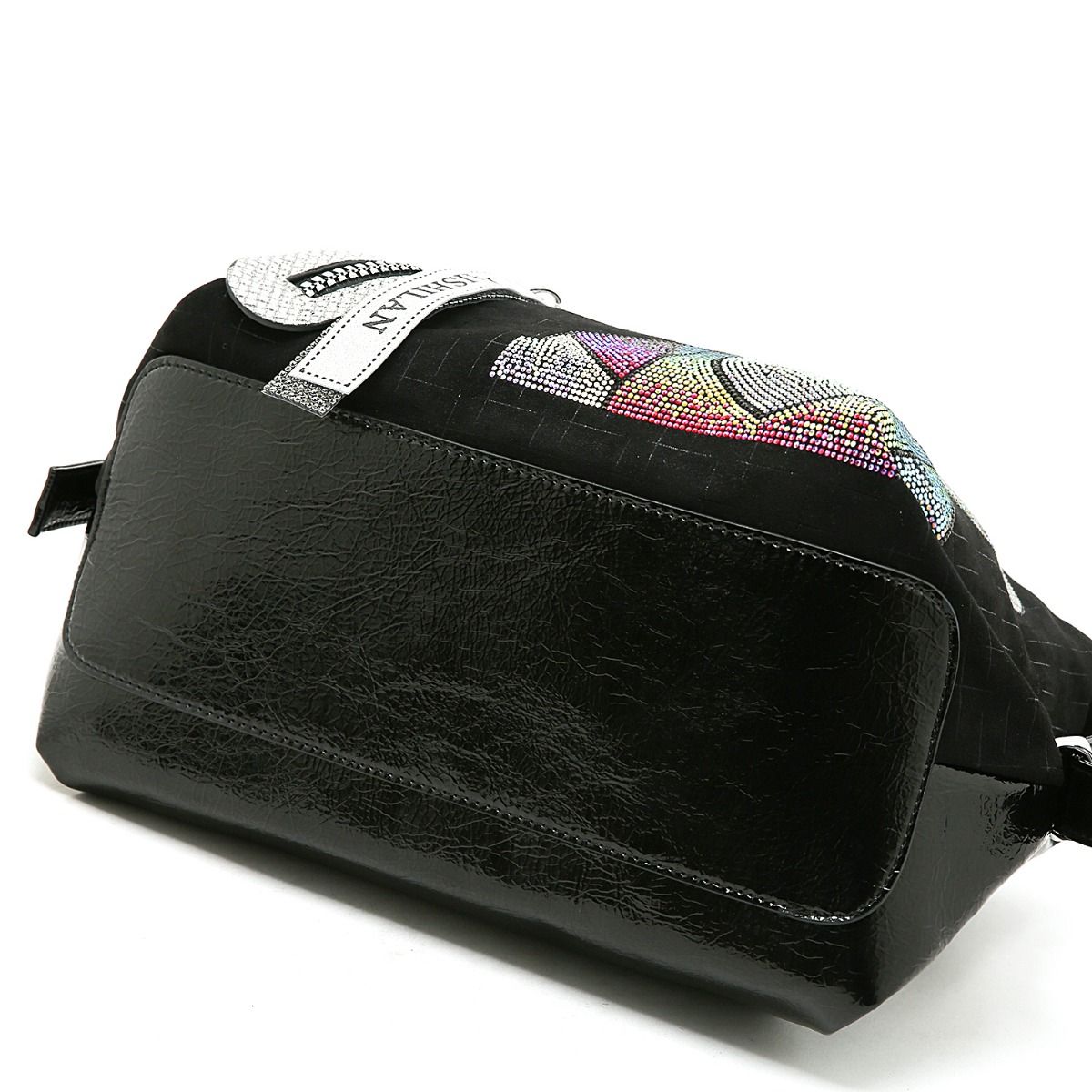 Trendy Teddy Bear Appliqué Shoulder Bag in Black 60247