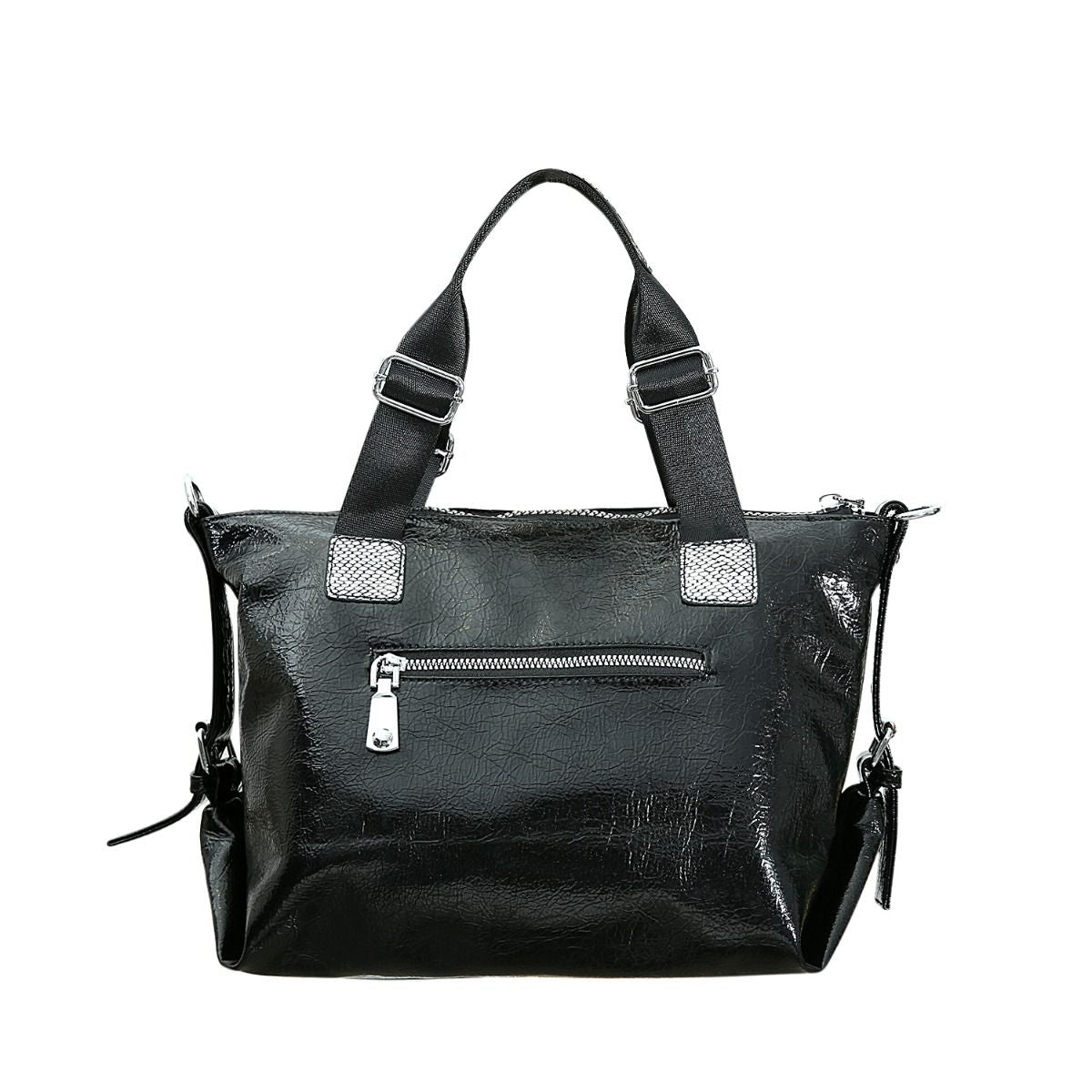 Trendy Teddy Bear Appliqué Shoulder Bag in Black 60247