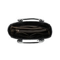 Black leather look quilted top handle bags with long strap - K520