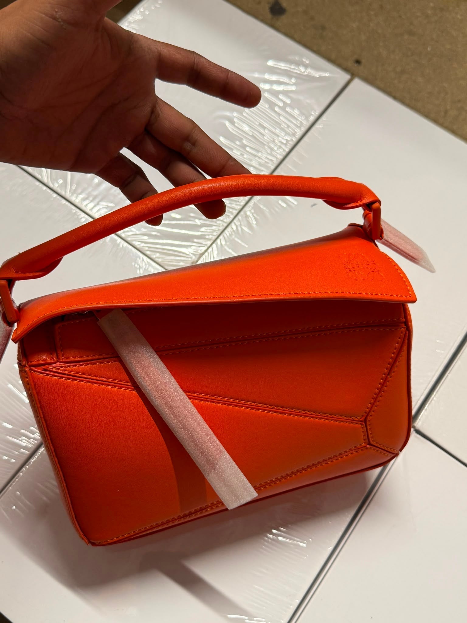 Geometric Puzzle Structured Crossbody Bag