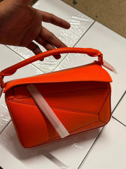 Geometric Puzzle Structured Crossbody Bag