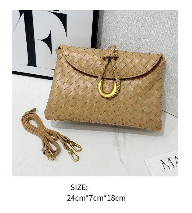 Woven Crossbody Bag with Gold Accent