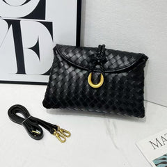 Woven Crossbody Bag with Gold Accent