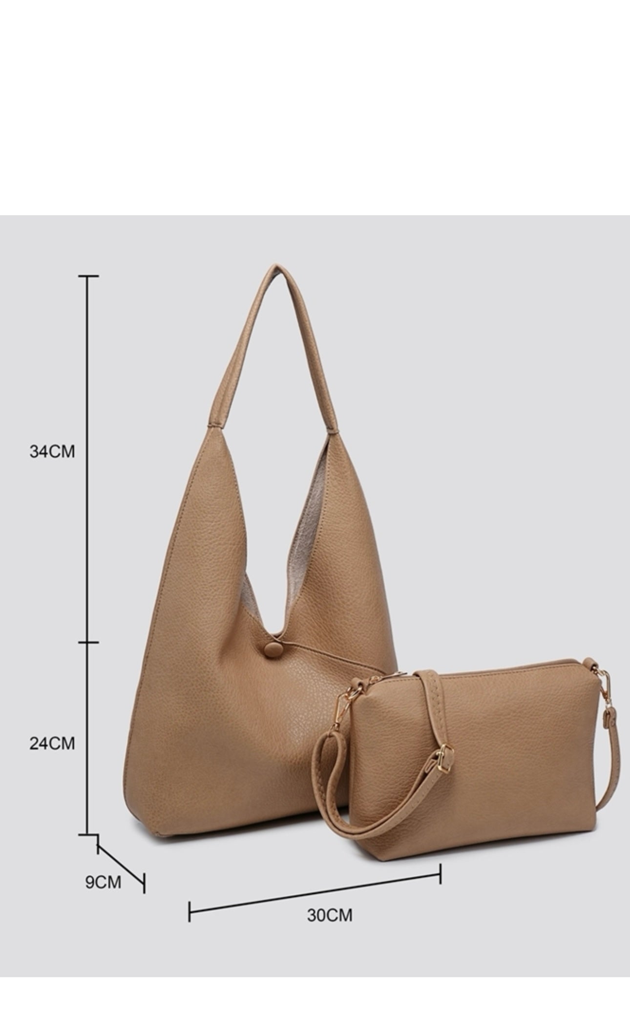 Women Large Hobo Slouch PU Leather Lightweight Practical Shoper Handbag Shoulder Bag With Small Purse Clutch Handbag