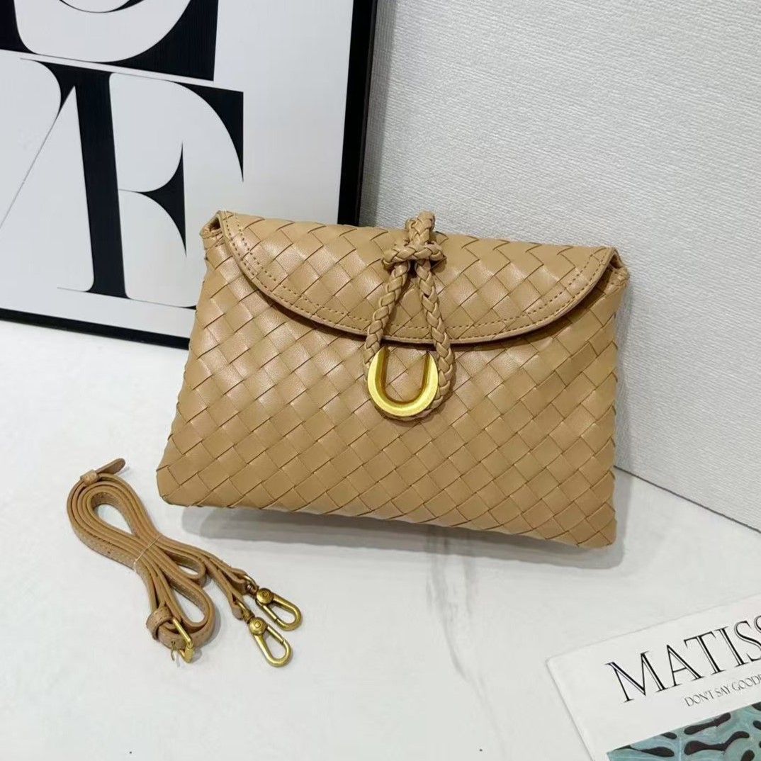 Woven Crossbody Bag with Gold Accent