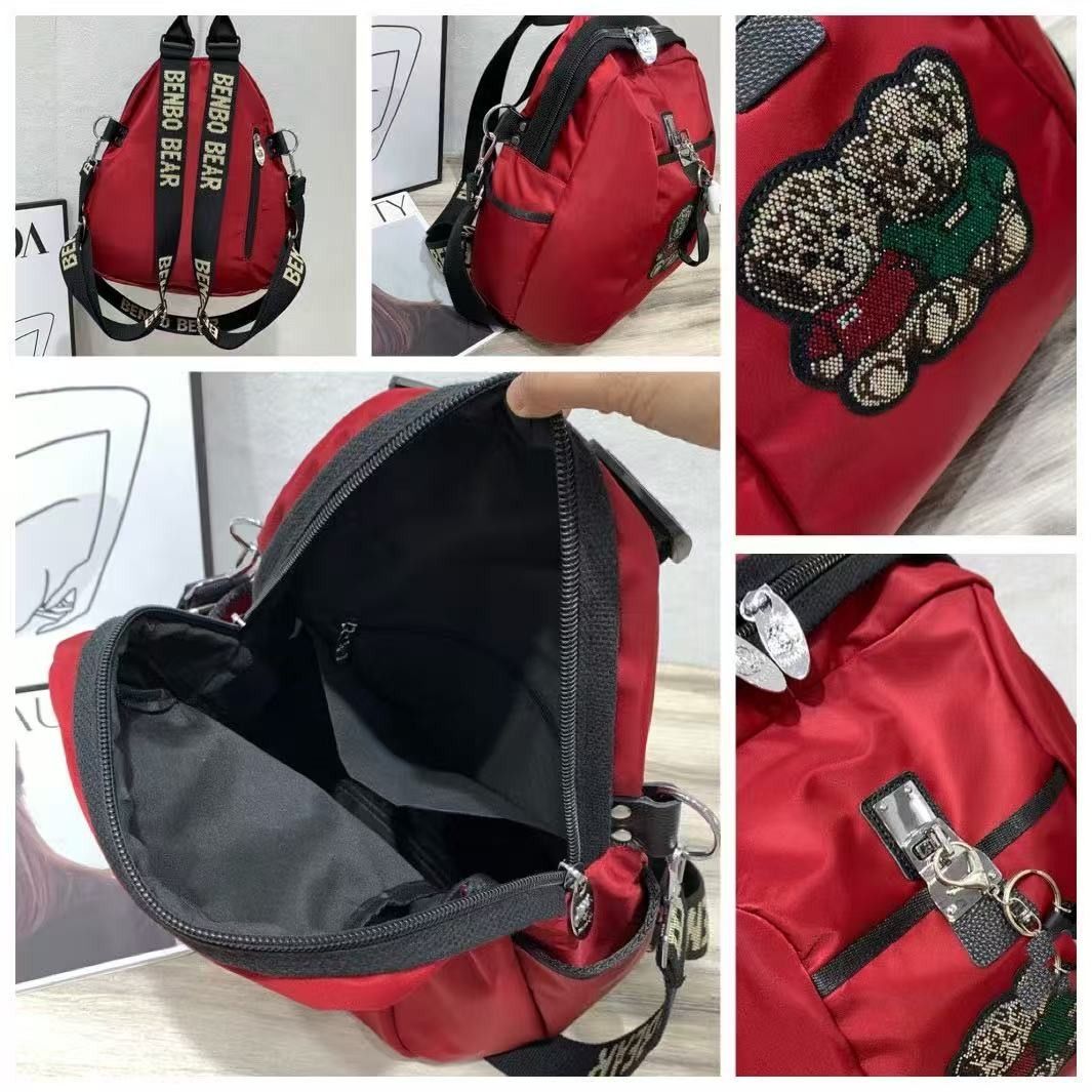 Fashion Backpack with Crystals Teddy Bears in Red 60399