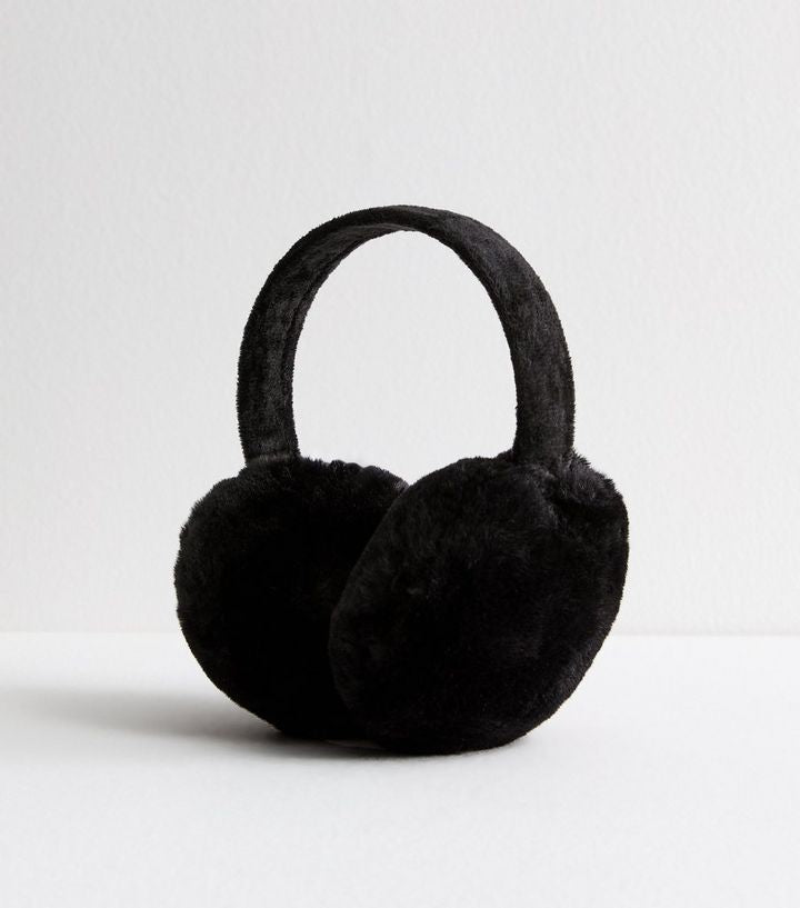 Black Faux Fur Adjustable Headband Earmuffs