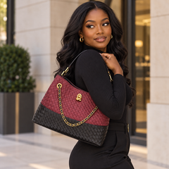 Woven Two-Tone Chain Shoulder Bag
Y2820 Burgundy