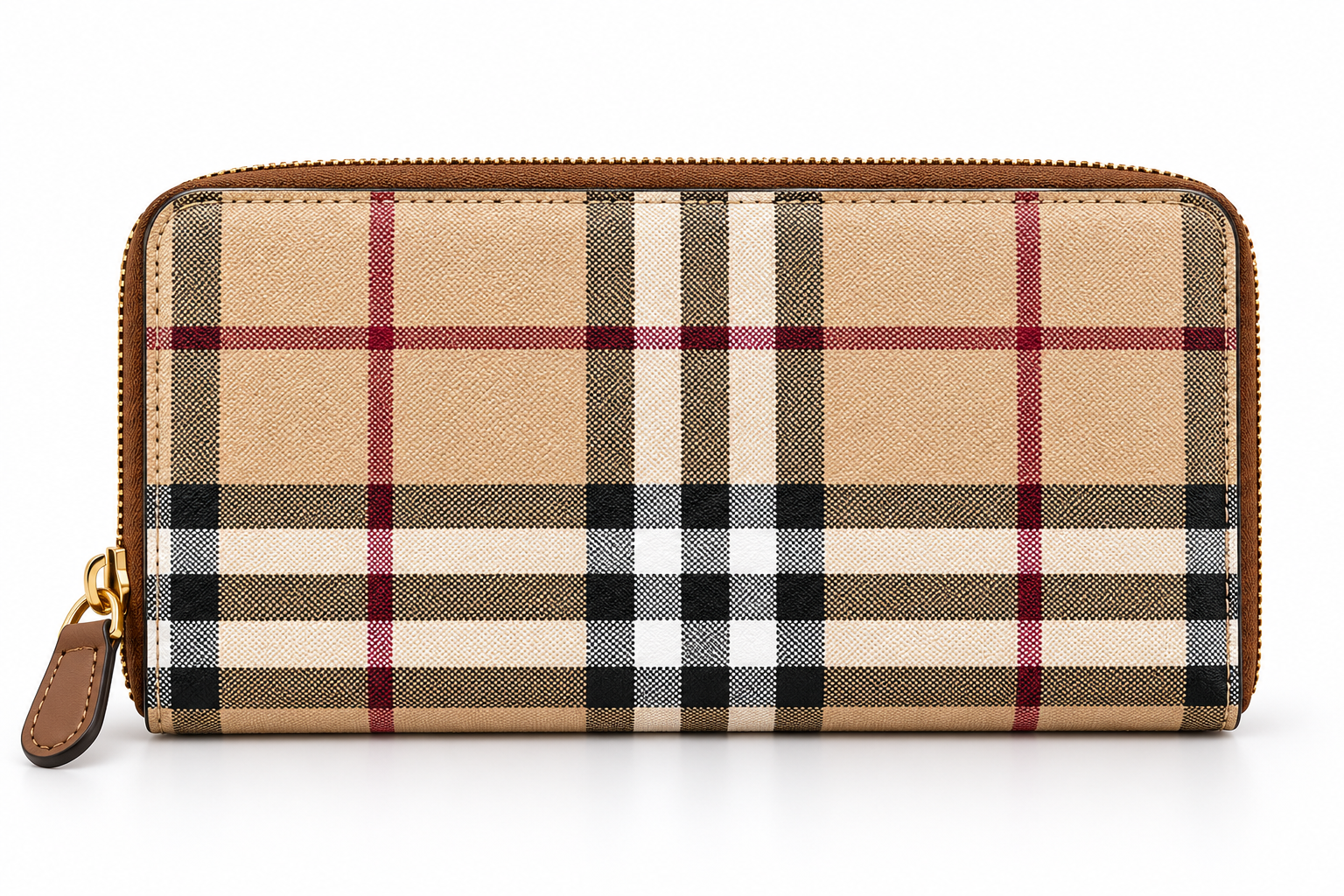 Brown strips purse with zip
