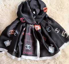 Midnight Bloom Silk Scarf