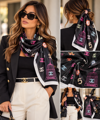 Midnight Bloom Silk Scarf