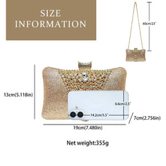 Crystals Details Evening Bag with Chain Handle sliver