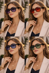 oversized square aviator-style sunglasses.